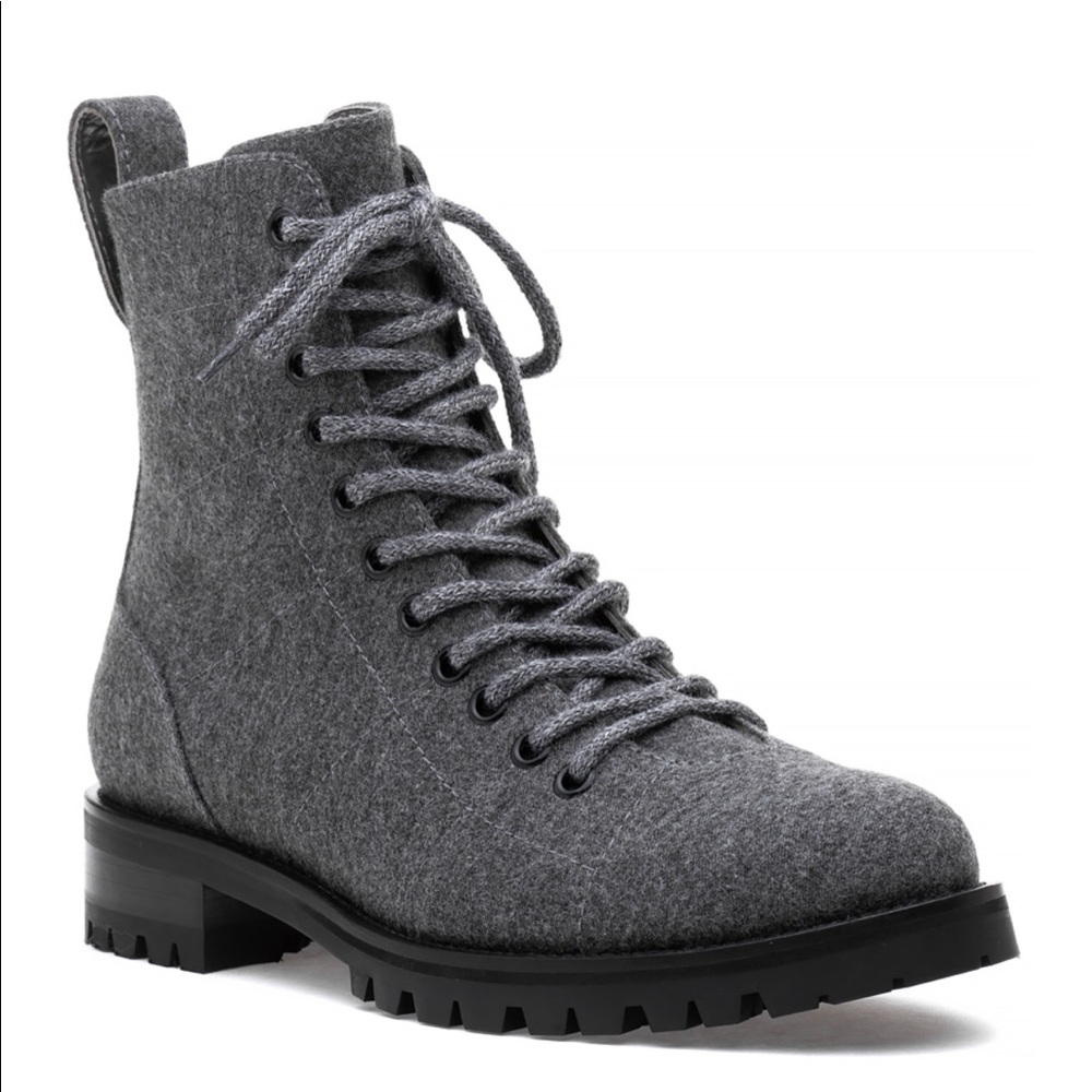 Jimmy Choo boots - cruz flat 38.5 dusk flannel grey lace up